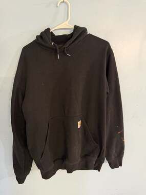 Carhartt Loose Fit Midweight Logo Sleeve Graphic Hoodie Black Size Small